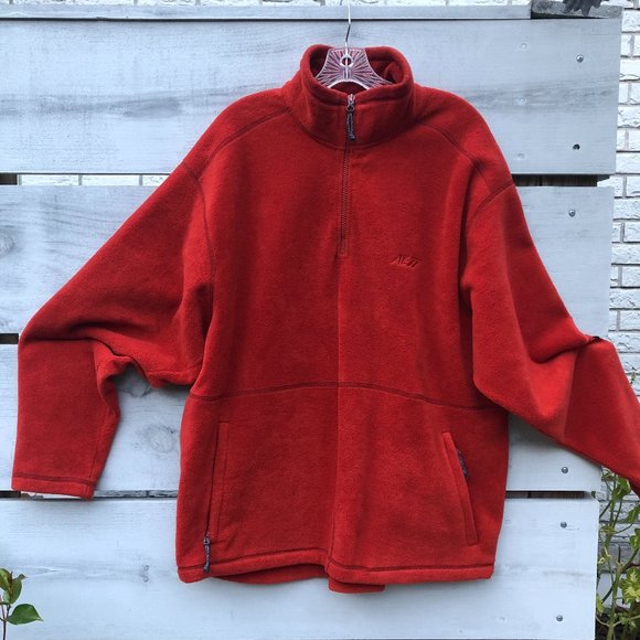 American Eagle Coastal AE77 Performance Red Fleece Quarter Zip Up Jacket Cozy - Picture 6 of 16